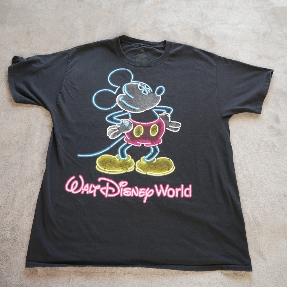 Disneyland Resort Mickey Mouse Walt Disney Glow in The Dark Black Large T Shirt